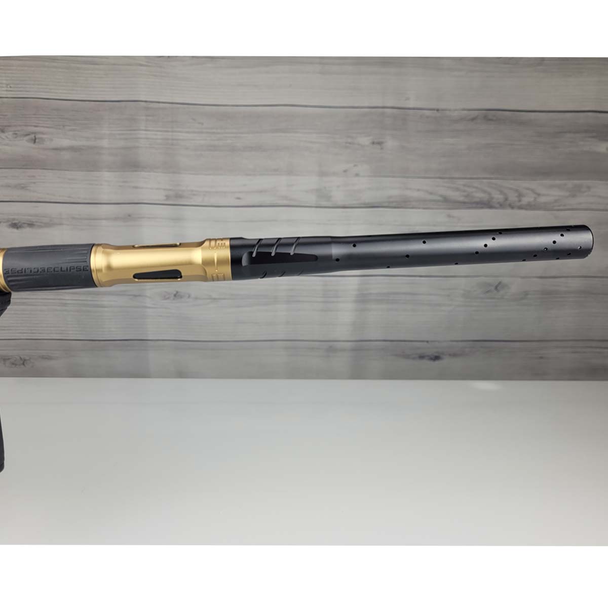 Right side barrel black and gold USED Planet Eclipse Infamous CS3 paintball marker