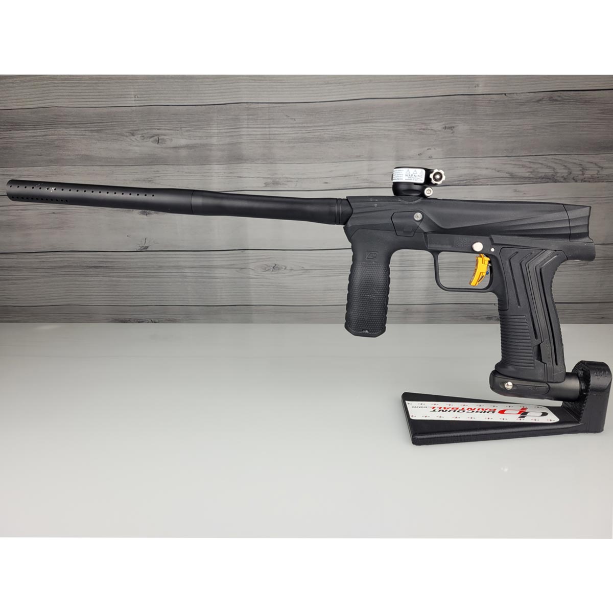 USED Planet Eclipse Etha 3M Paintball Marker Black w Upgraded Trigger left side view on a dark background