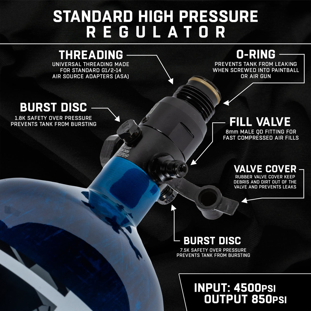 AeroLite Carbon Fiber Tank - 68ci / 4500psi - Blue