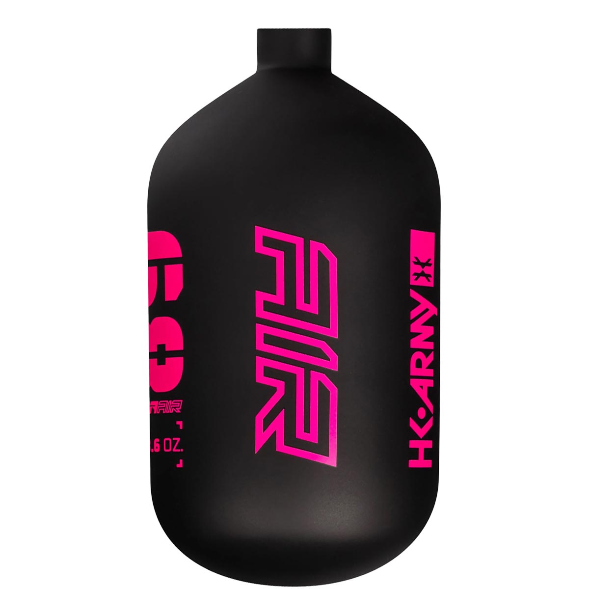 Pink on matte black Viper HK Army Alpha Air 68ci 4500psi Carbon Fiber Tank Bottle Only on a white background