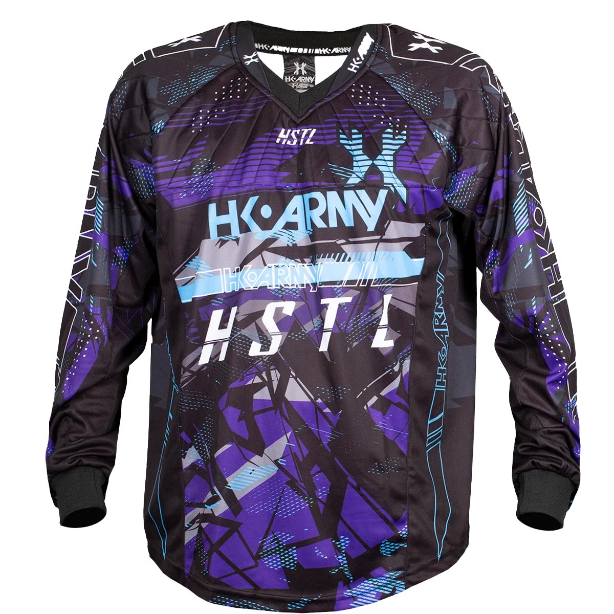 Purple, blue and Black HK Army HSTL Jersey Artic long sleeve on a white background