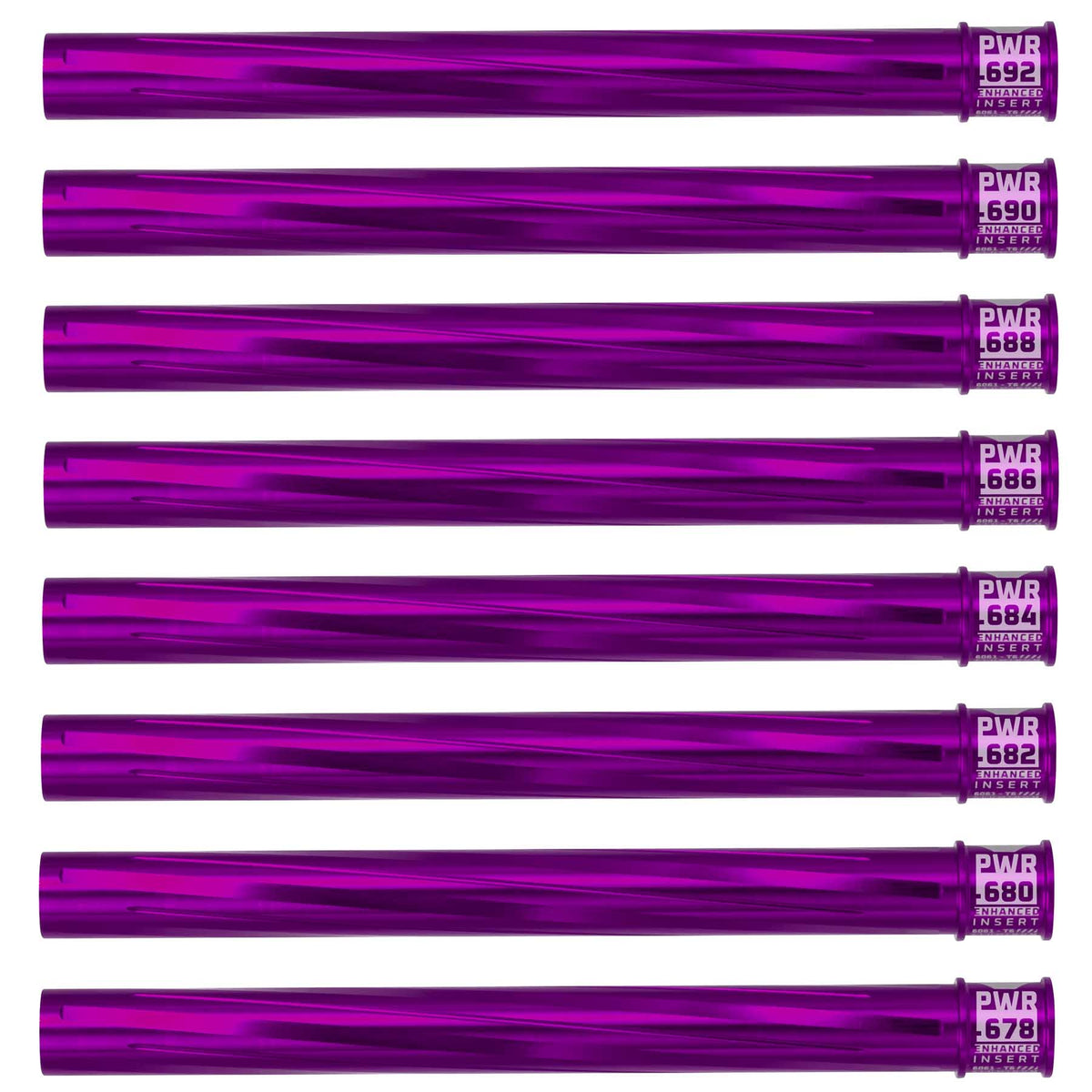 Eight HK Army Vector PWR Barrel Inserts purple on a white background