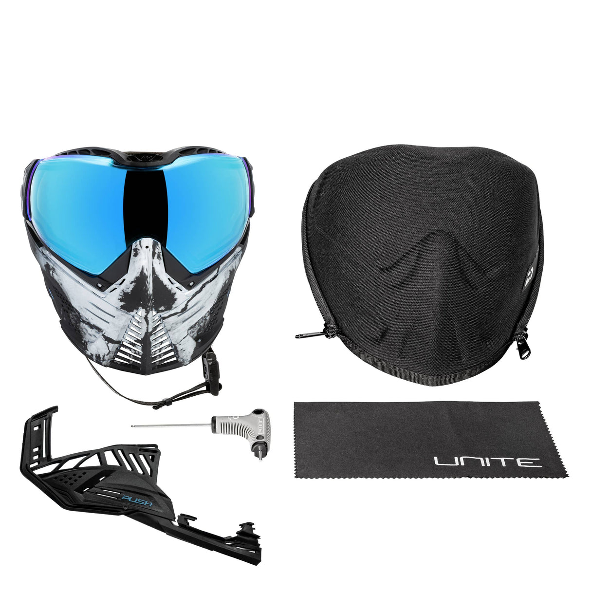 Unite Goggle Mk II - Warlord Soul (Black/White Skull) - Blue Lens