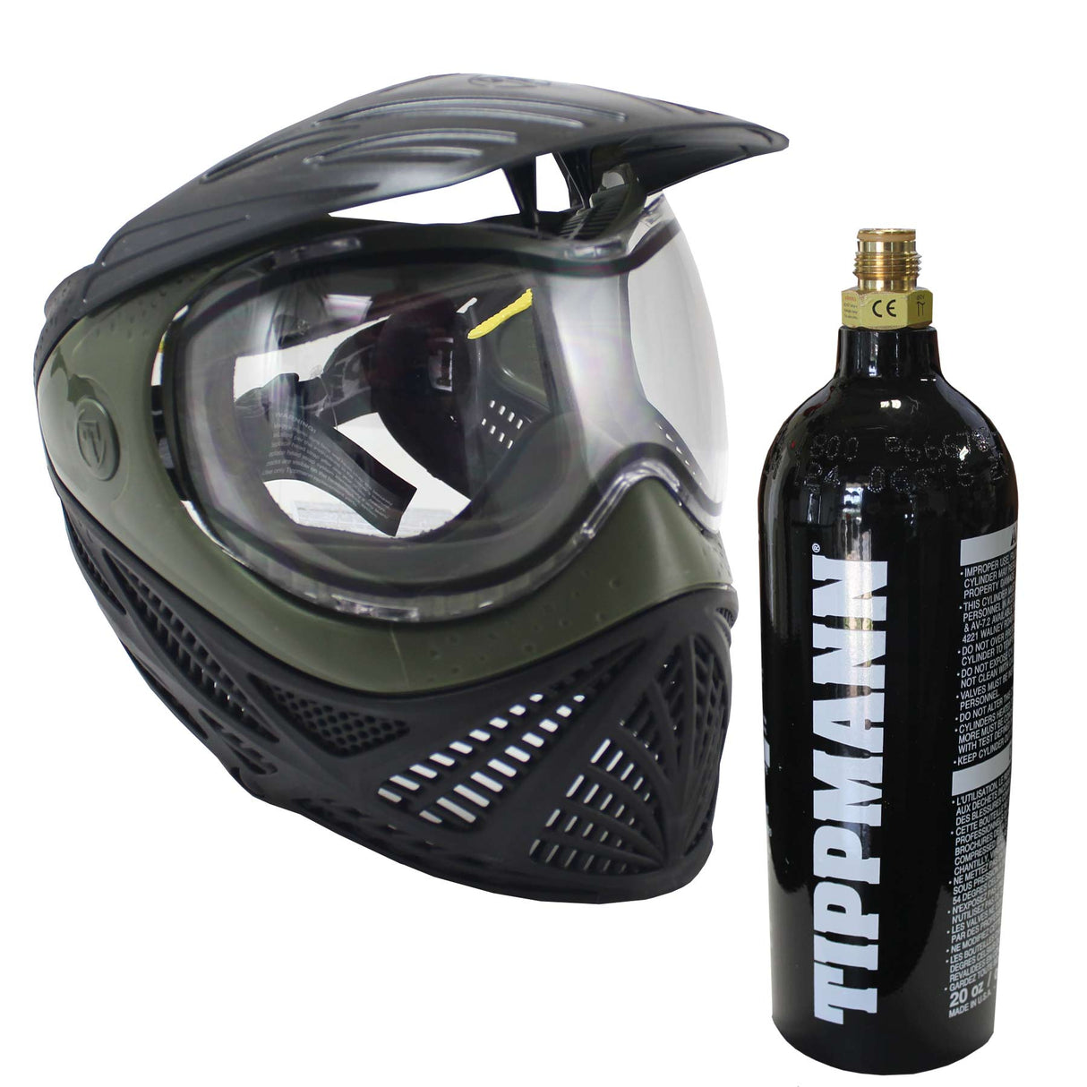 Tippmann Intrepid Thermal Paintball Goggle Black Olive with Free 20oz Co2 Tank