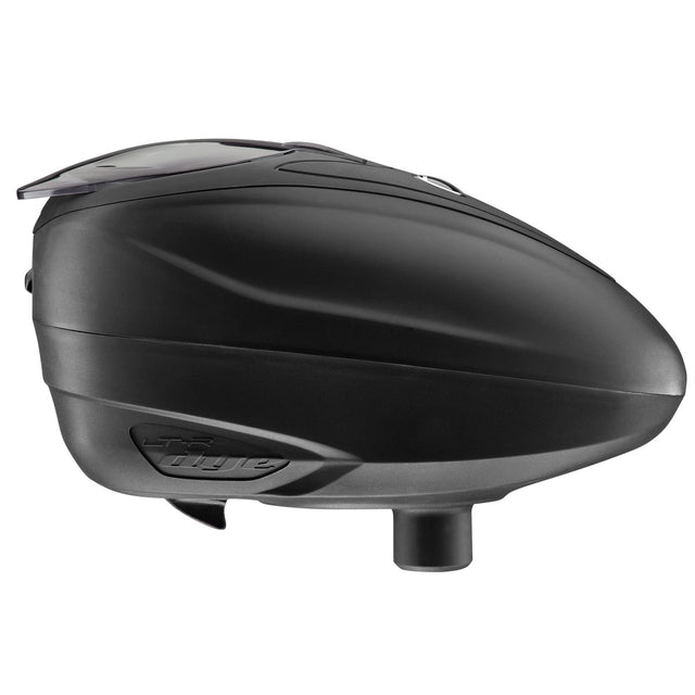 Black dye ltr paintball loader hopper on a white background