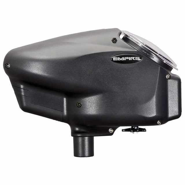Black Empire paintball gun hopper on a white background