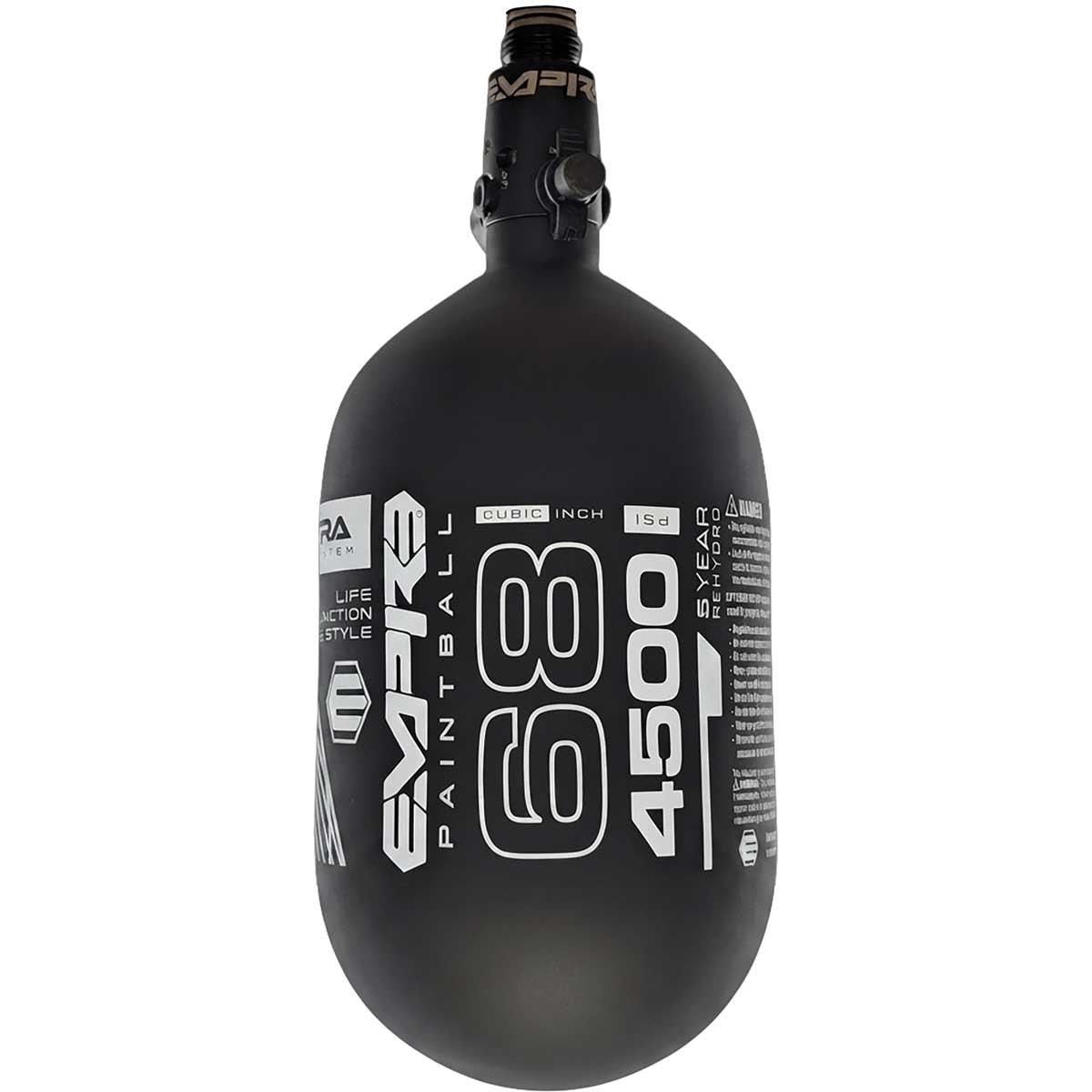 Empire Ultra Lite Carbon Fiber Air Tank 68ci 4500psi Black/White w FLO Pro Reg