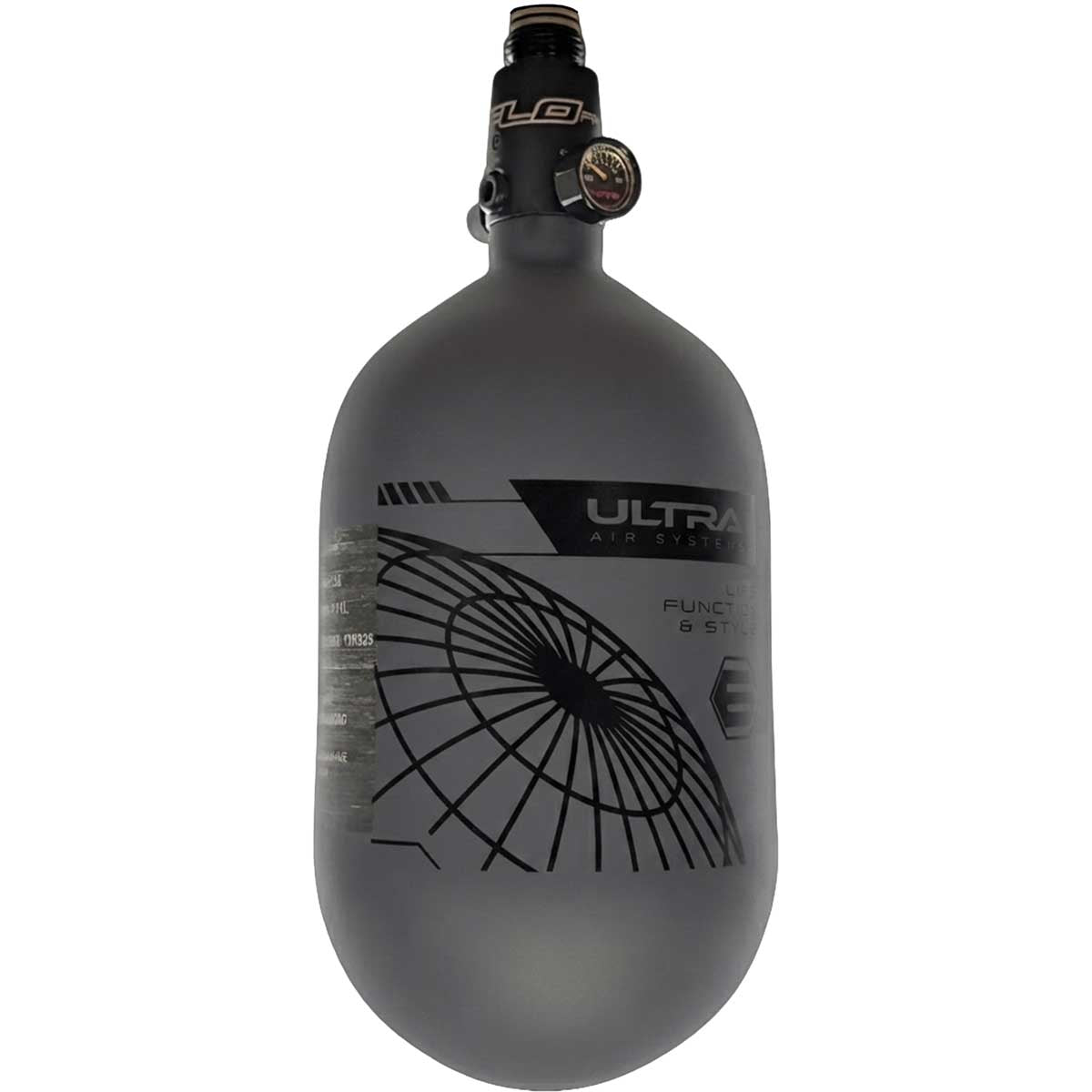 Empire Ultra Lite Carbon Fiber Air Tank 68ci 4500psi Grey/Black w FLO Pro Reg