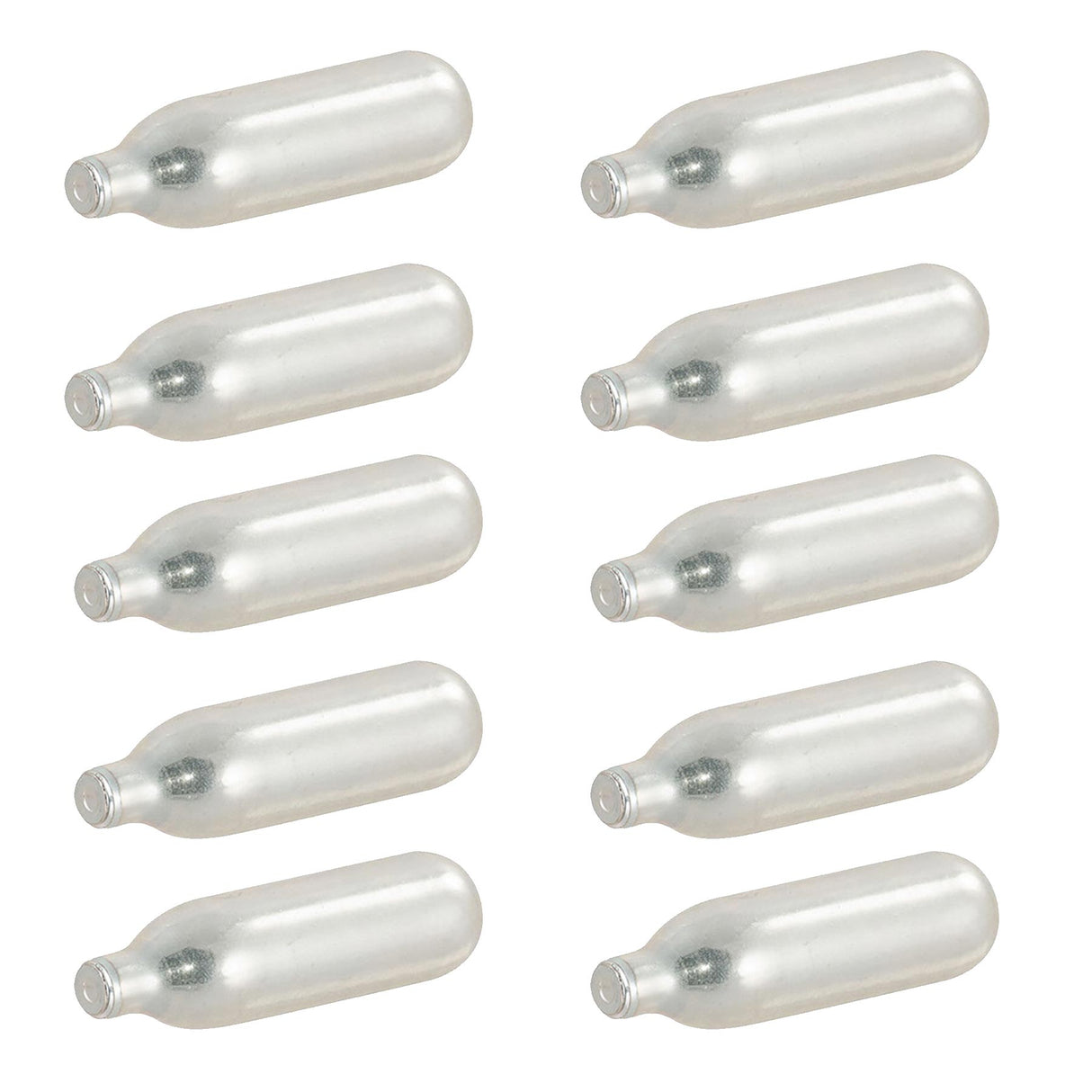 First Strike 8 Gram CO2 Cartridge 10 Pack 10 cartridges arranged in columns