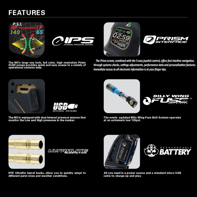 Dye M2 Paintball Marker - Black Gold
