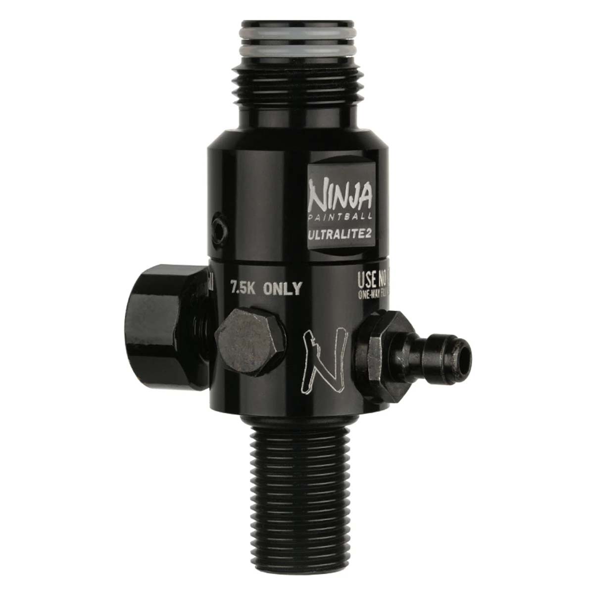 Back angled view Ninja UL2 Air Tank Regulator 4500psi in blackout