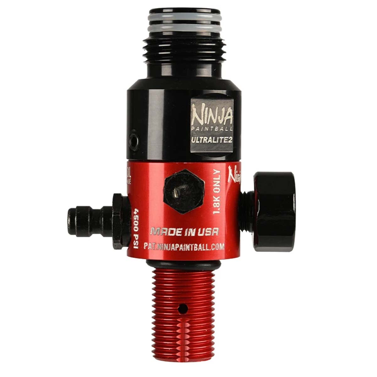 Other side view of the Ninja UL2 Air Tank Regulator 4500psi in the red black