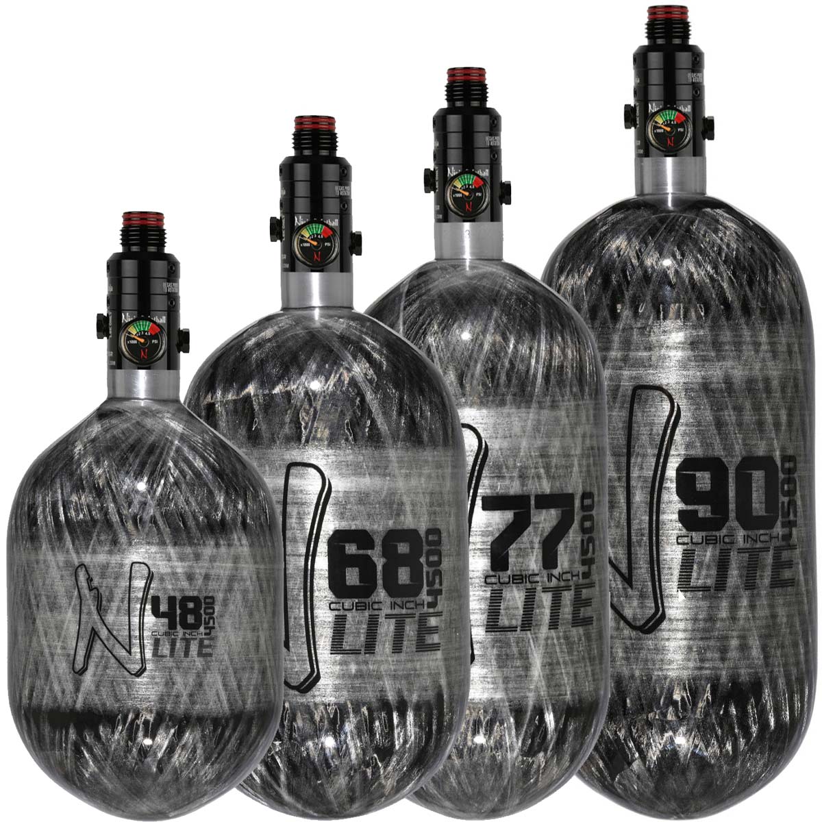 Ninja Lite 4500psi Carbon Fiber Air Tank with ProV3 Regulator all sizes 48ci, 68ci, 77ci, and 90ci