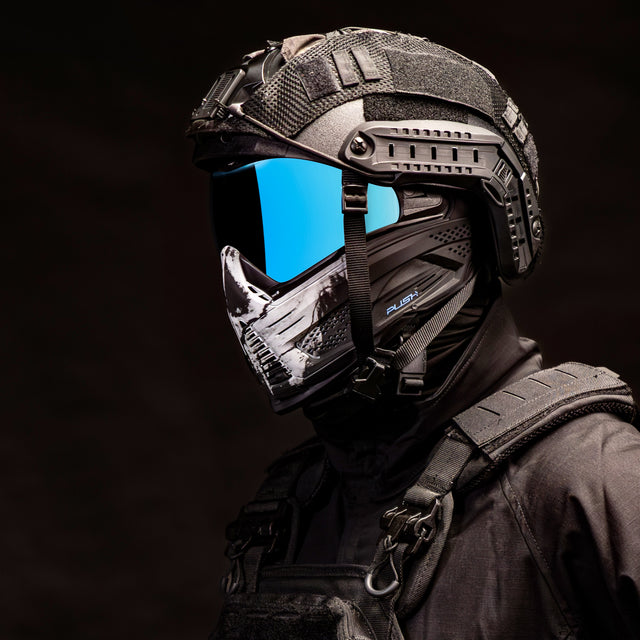 Unite Goggle Mk II - Warlord Soul (Black/White Skull) - Blue Lens