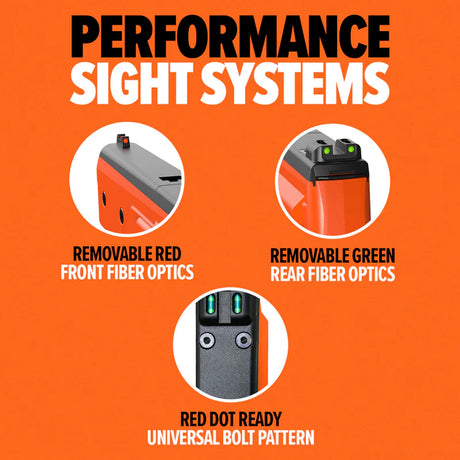 byrna cl launcher sights graphic on an orange background