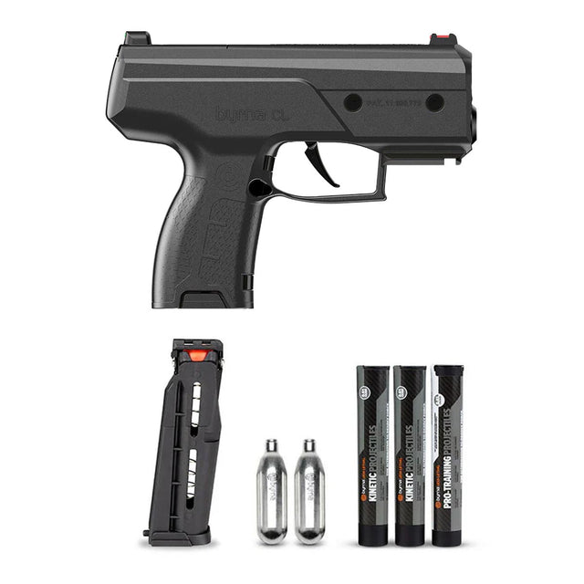 byrna cl steel grey launcher with extra magazine, co2 and projectiles