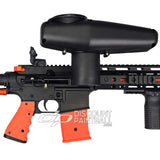 Byrna Mission 4 Less Lethal Rifle with Flex Fuel showing Cyclone Feed System  and hopper up close