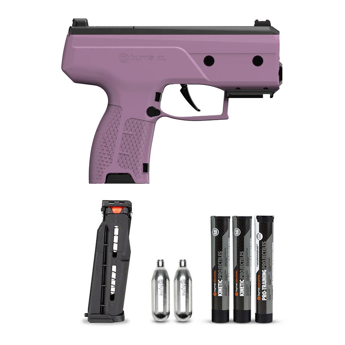 Byrna CL Compact Launcher pink with magazine, co2 cartridges and 3 tubes of projectiles