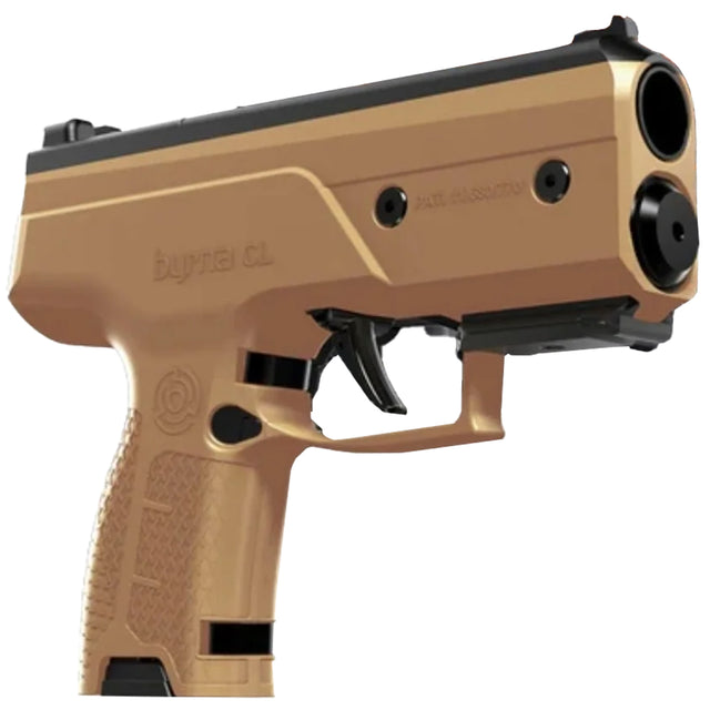 Byrna CL Compact Launcher Universal Kit Tan close up angle view