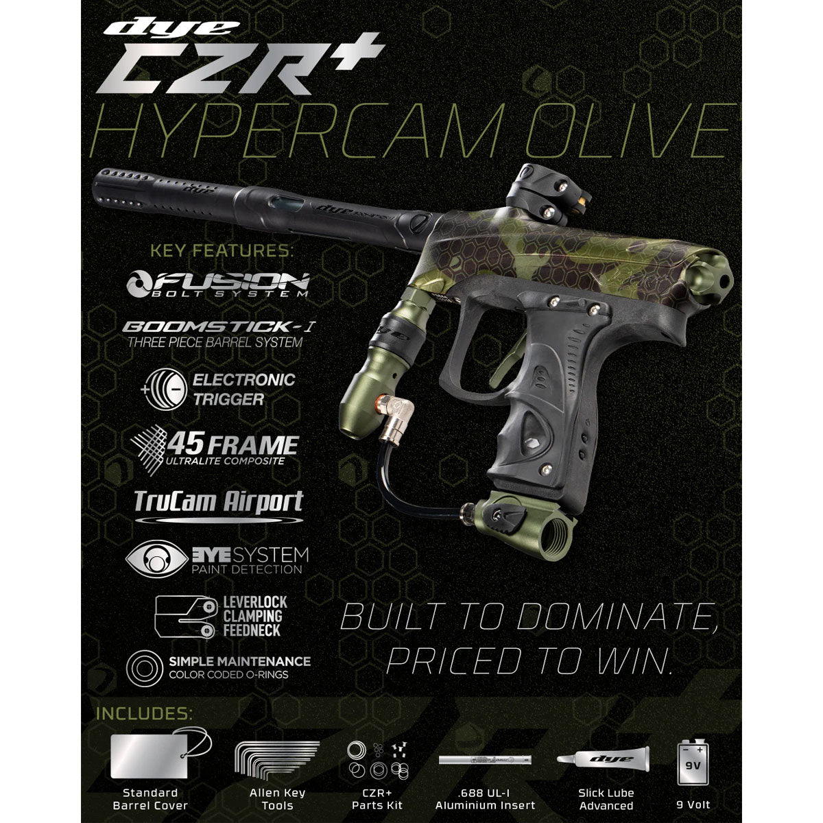 Dye Rize CZR+ Paintball Marker Hypercam Olive Dust