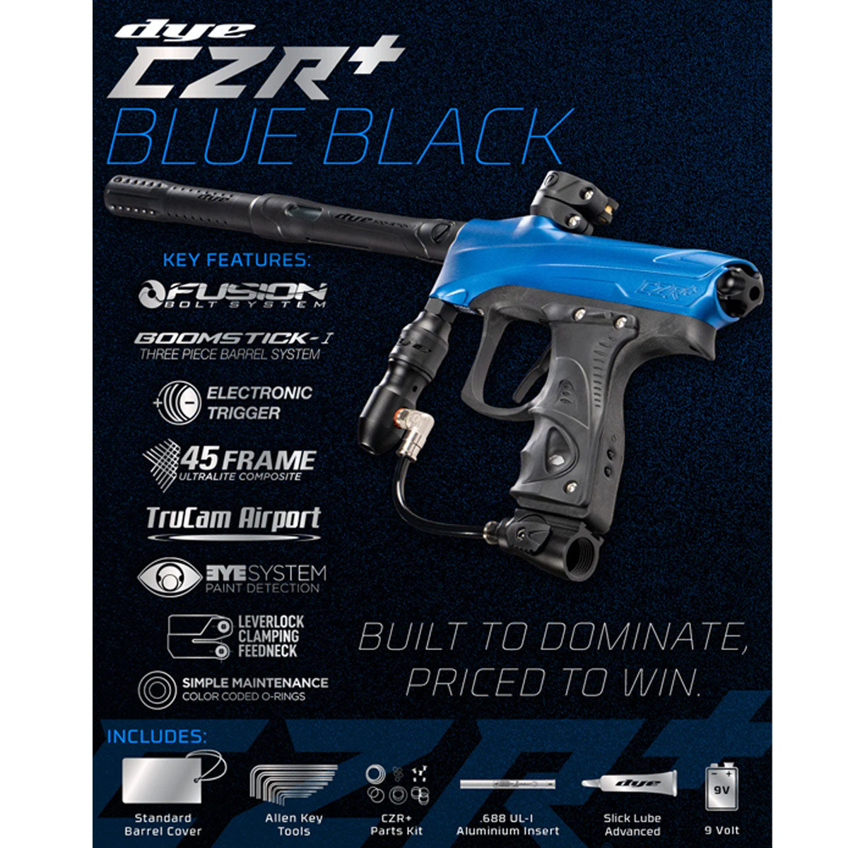 Dye Rize CZR+ Paintball Marker Blue Black Dust