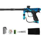 blue black hypercam Dye Rize CZR Paintball gun with accessories on a white background