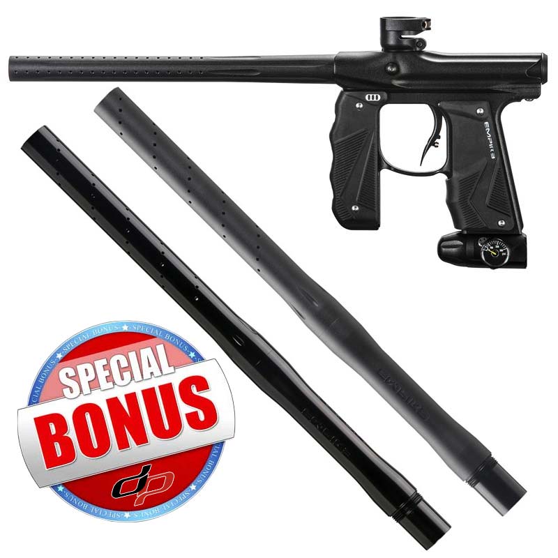 Empire Mini GS Paintball Gun Black Dust with FREE Empire Driver XX 2pc Barrel 14 Inch