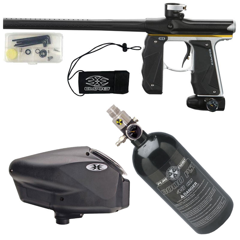 Empire Mini GS Paintball Gun Black/ Silver/ Yellow Dust Package D