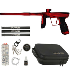 DLX Luxe Aire Paintball Marker in red polish with case and accessories
