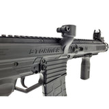 Close up of hopper adapter Tippmann Stormer Elite Dual Feed Paintball Marker Black on a white background