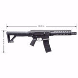 T4E TC68 Full Auto Paintball Rifle Black with dimensions shown