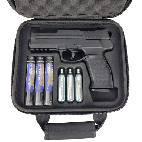 T4E IMPAX P68 Paintball Pistol Black 
 in zipper case