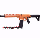 Black and orange P2P Defensor 68C Full Auto Home Defense Pepper Rifle 40 Joules on a white background with pepper rounds