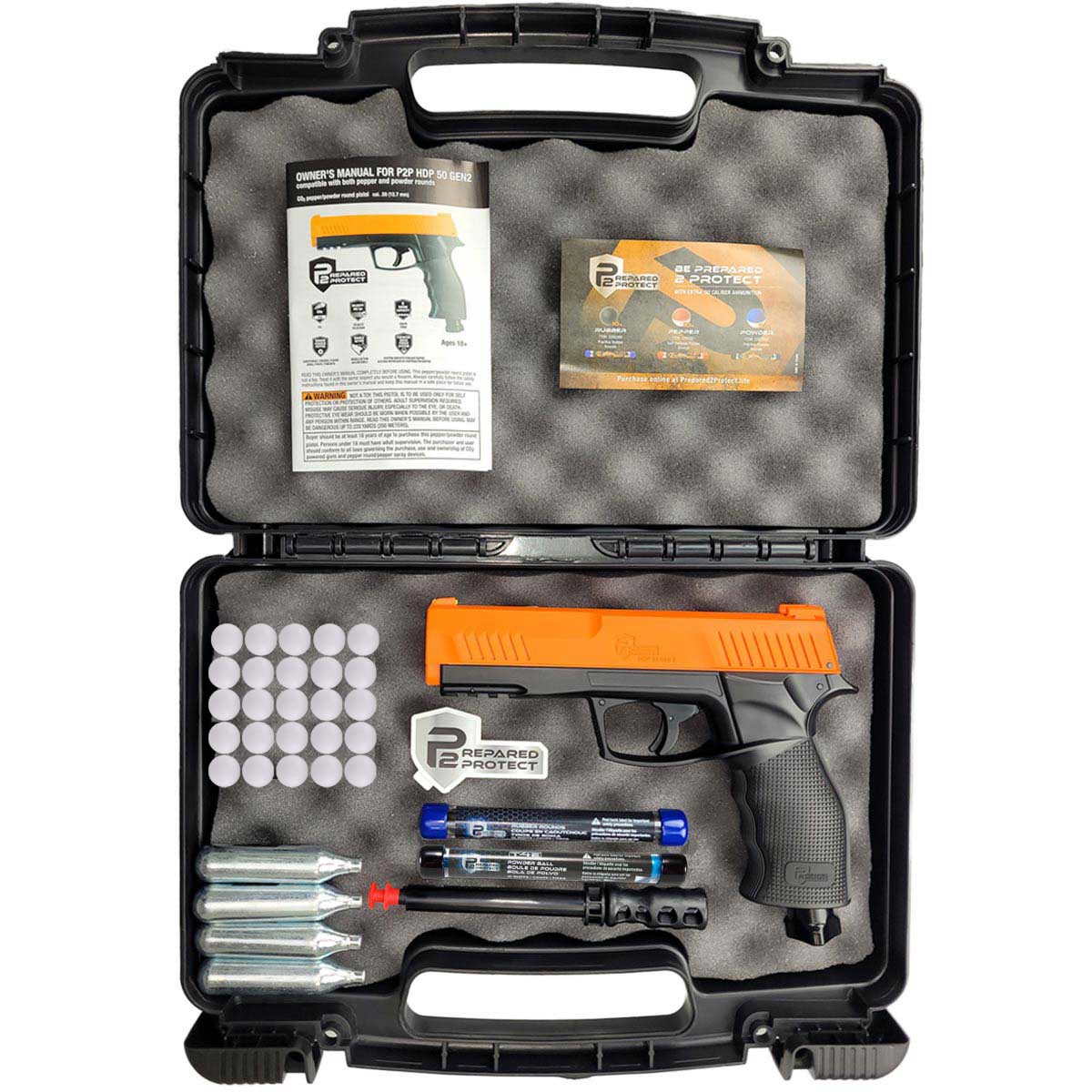 Umarex T4E HDP50 Gen 2 P2P Pistol in pistol case with rounds, co2 cartridges and cleaner