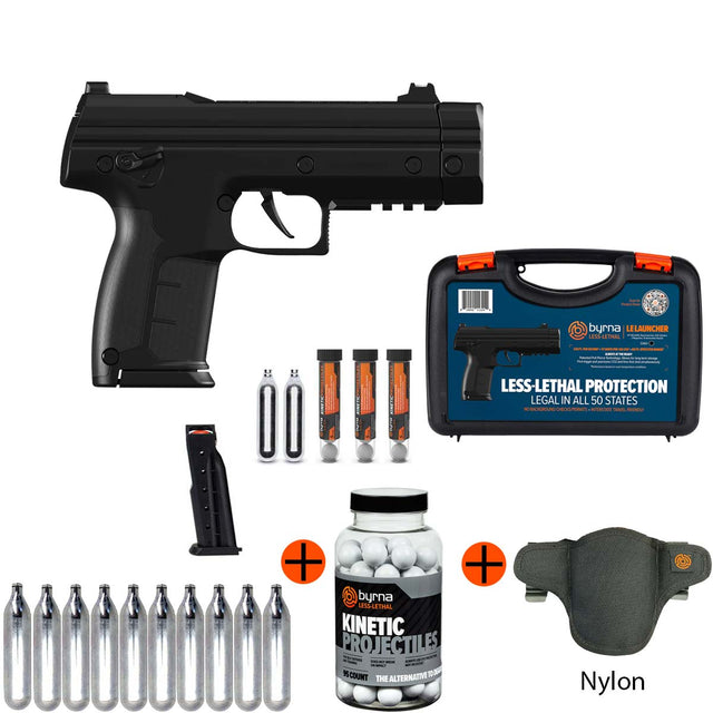 Byrna LE Gen 2 Black Less Lethal launcher bundle with nylon holster