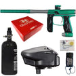Collection of paintball equipment including an Empire Axe 2.0 gun, tank, and accessories with Empire branding.