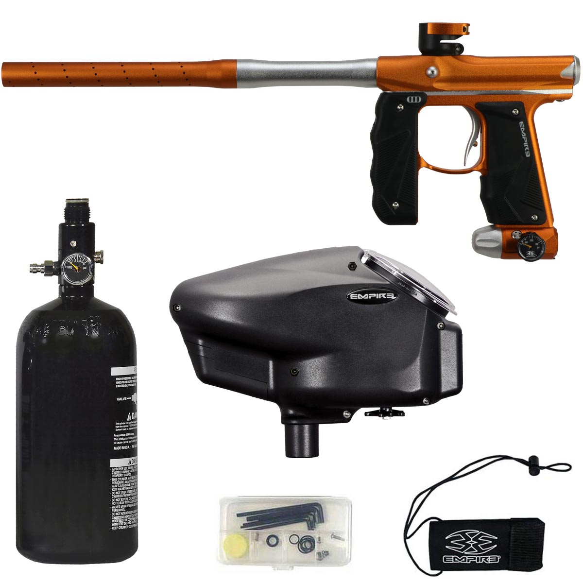 Empire Mini GS Paintball Marker Tangerine White Dust Rookie Package