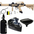 Tippmann Cronus Tactical Beginner Mechanical Paintball Marker Tan Compressed Air Package Kit with 3000psi tank, goggle and loader hopper