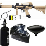 Tippmann Cronus Tactical Beginner Mechanical Paintball Marker Tan Compressed Air Package Kit with 3000psi tank, goggle and loader hopper