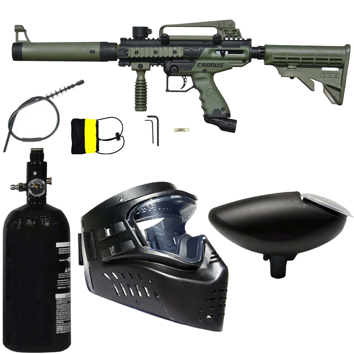 Tippmann Cronus Tactical Paintball Marker Olive Compressed Air Package kit