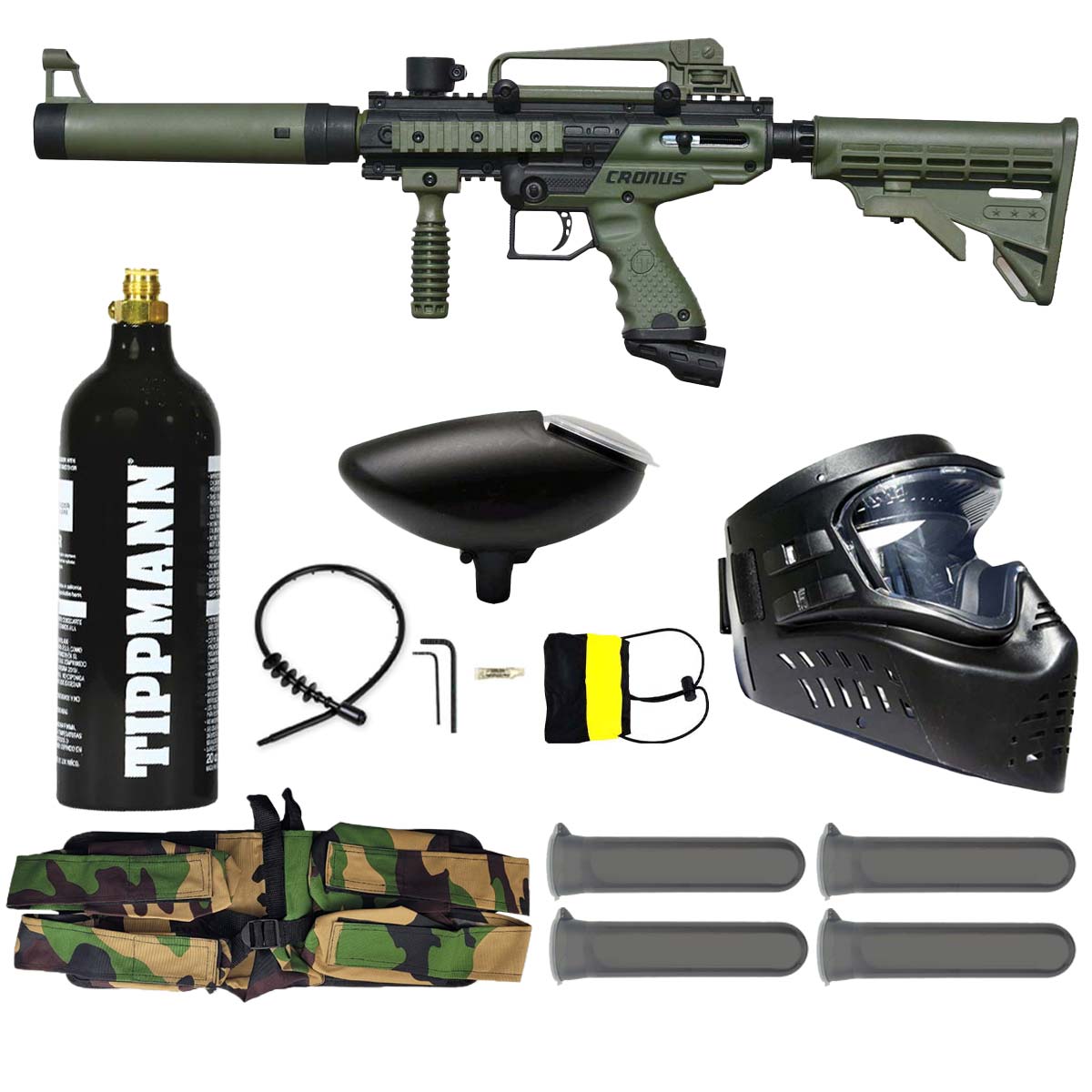 Tippmann Cronus Tactical Paintball Gun Starter Package Olive / Black