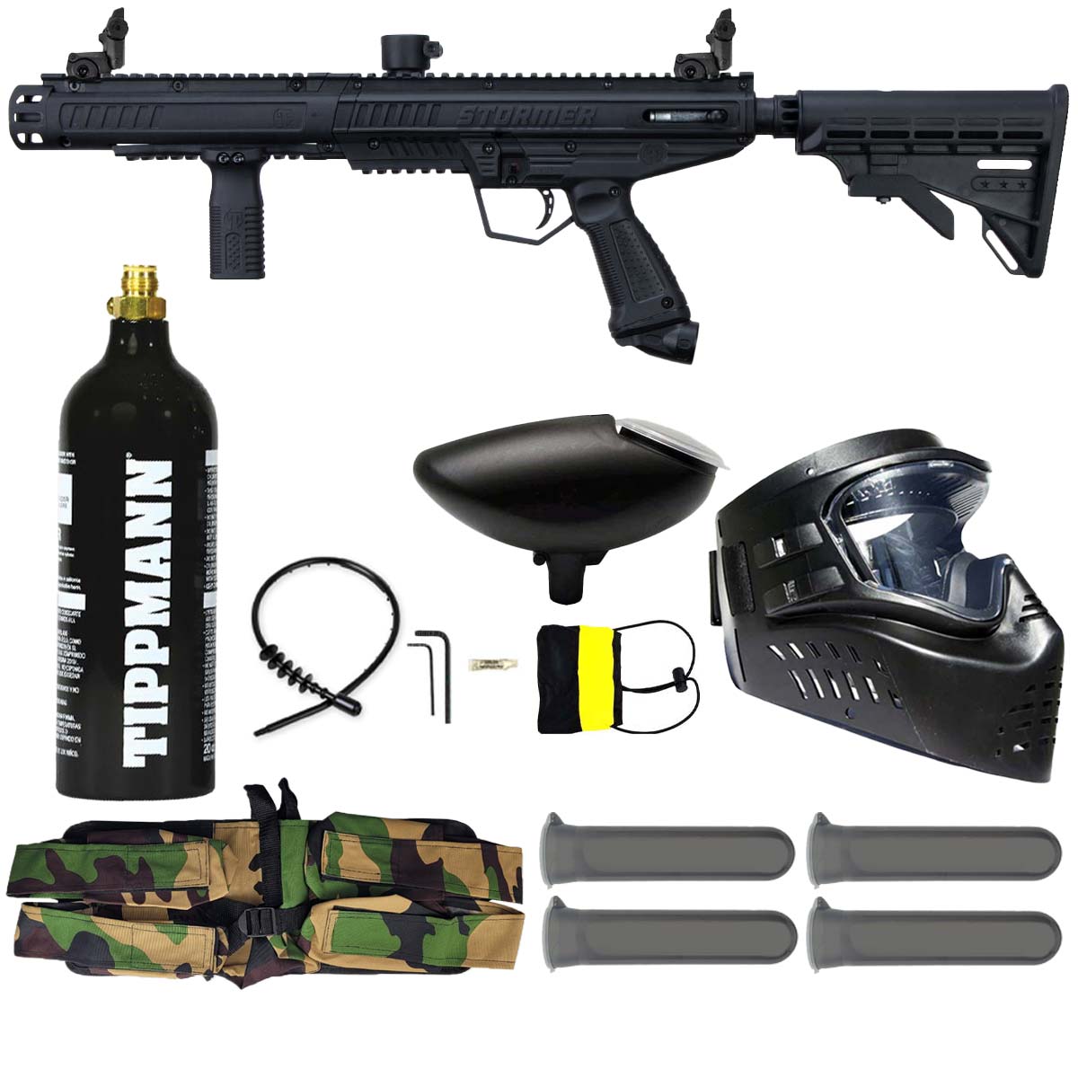 Tippmann Stormer Tactical Paintball Marker Black Starter Package