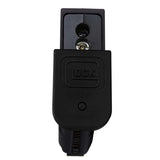 GLOCK G19X MOS GBB FBB Airsoft Pistol Magazine with gas blowback full blow back magazine bottom view of green gas port on a white background.
