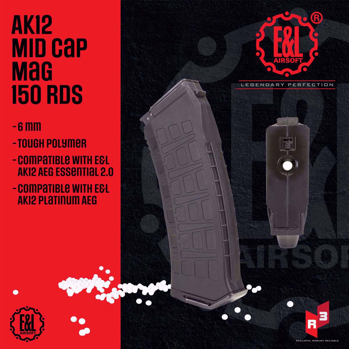 Graphic explaining the magazine for the Black E&L AK12 Platinum AEG Airsoft Rifle
