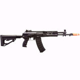 Black E&L AK12 Platinum AEG Airsoft Rifle with orange tip on a white background