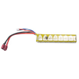 side view Elite Force 11.1V Lipo 900 MAH 15C Stick Battery with Deans Wired Female Connector on a white background
