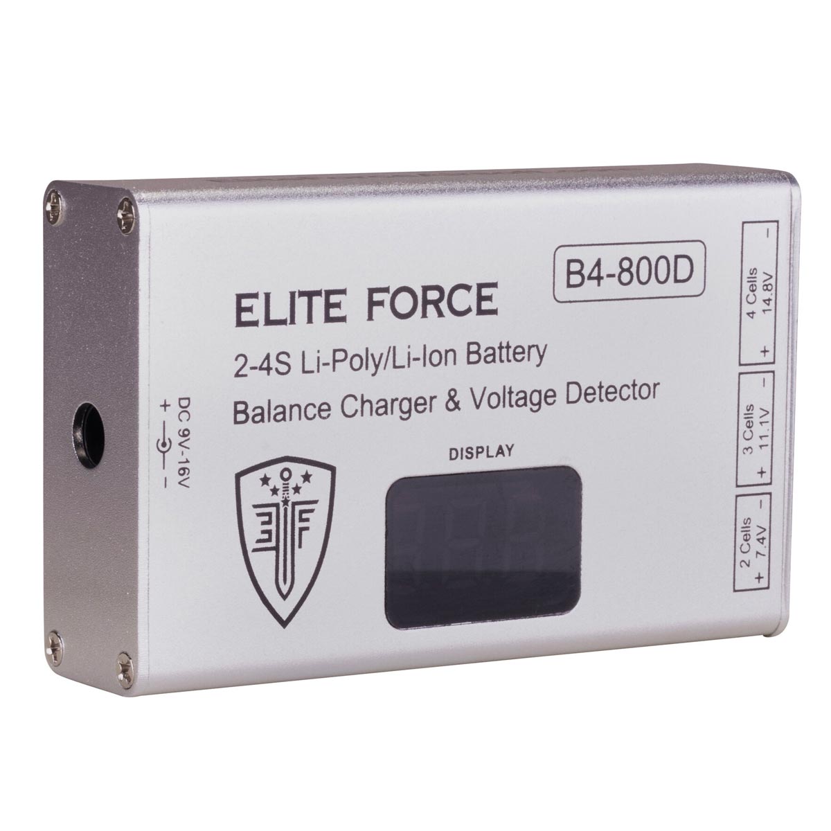 Elite Force battery balance charger and voltage detector on a white background