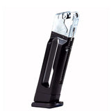 Side angle with spring Black GLOCK G17 GEN 5 CO2 MAG 6mm airsoft and airgun replacement mag extra magazine on a white background