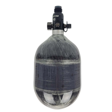 Empire Mega Lite Carbon Fiber 48ci 4500psi Air Tank for paintball and airsoft back view on a white background.
