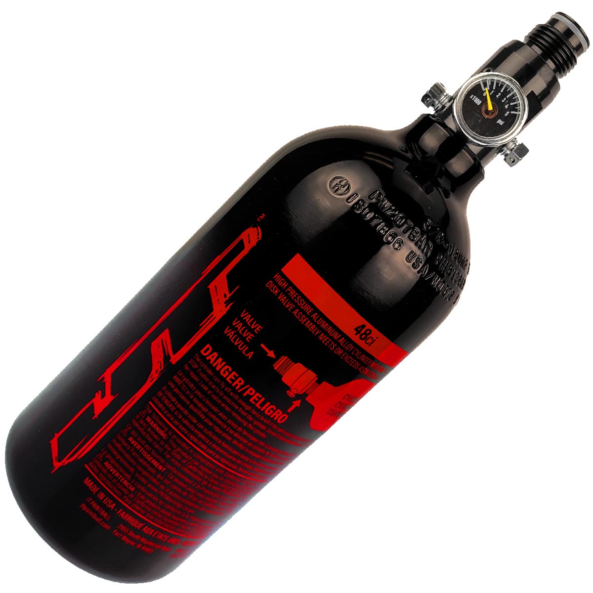 JT 48 ci 3000 psi Aluminum Compressed Air Tank Black Red